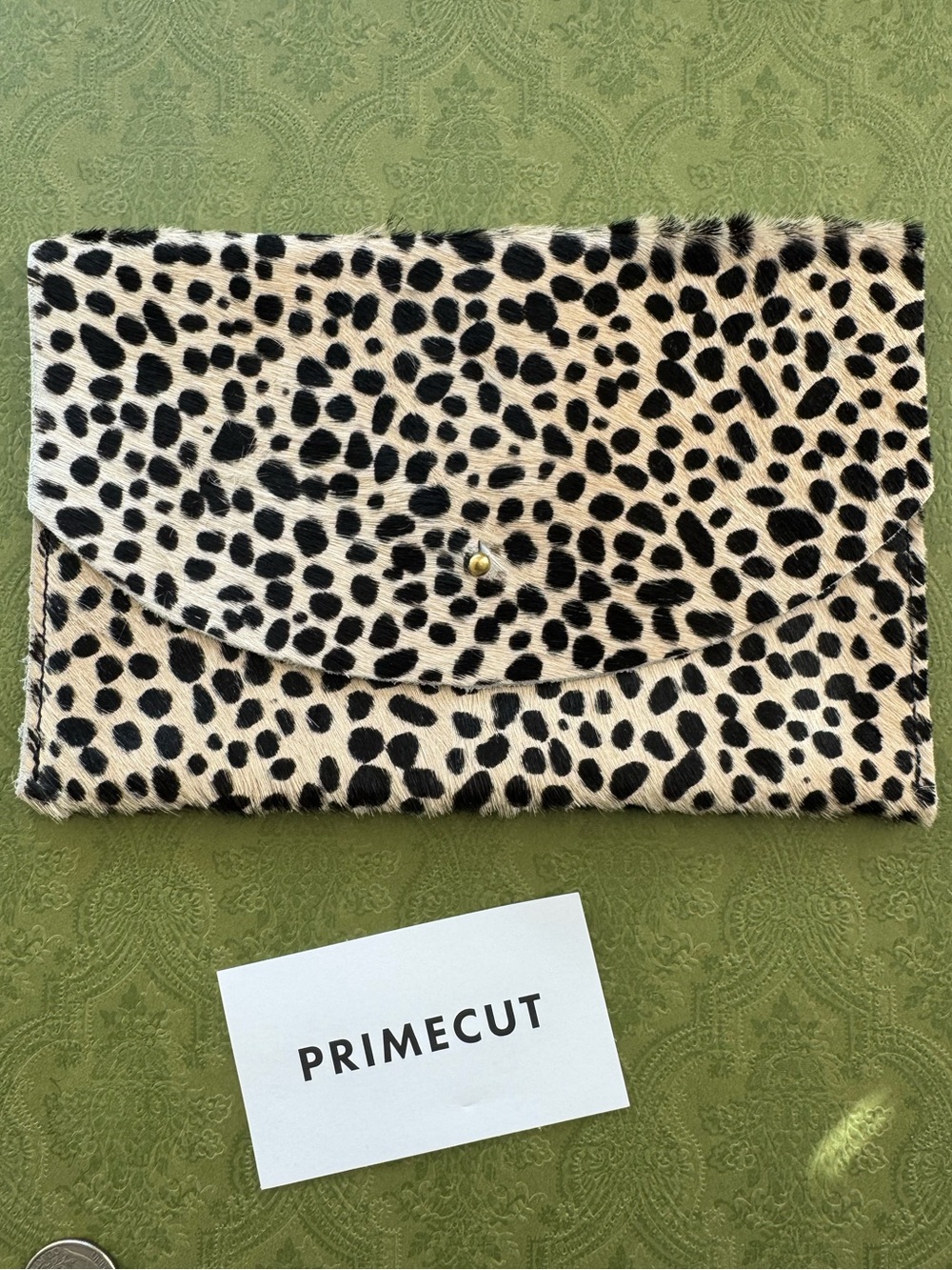 PRIMECUT Tiny Spotted Hair on Hide Envelope Pouch Clutch